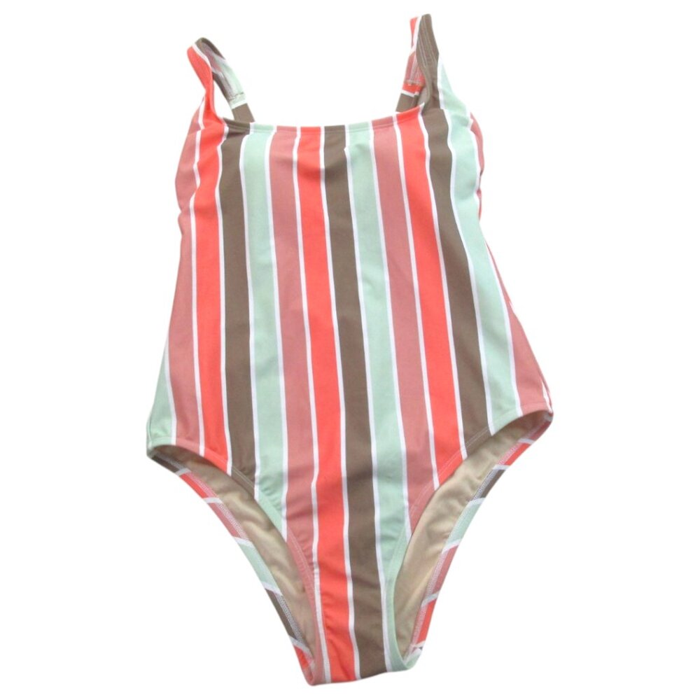 Kona Sol One Piece Swimsuit Womens Medium Multi Stripe Coverage Adjustable Strap